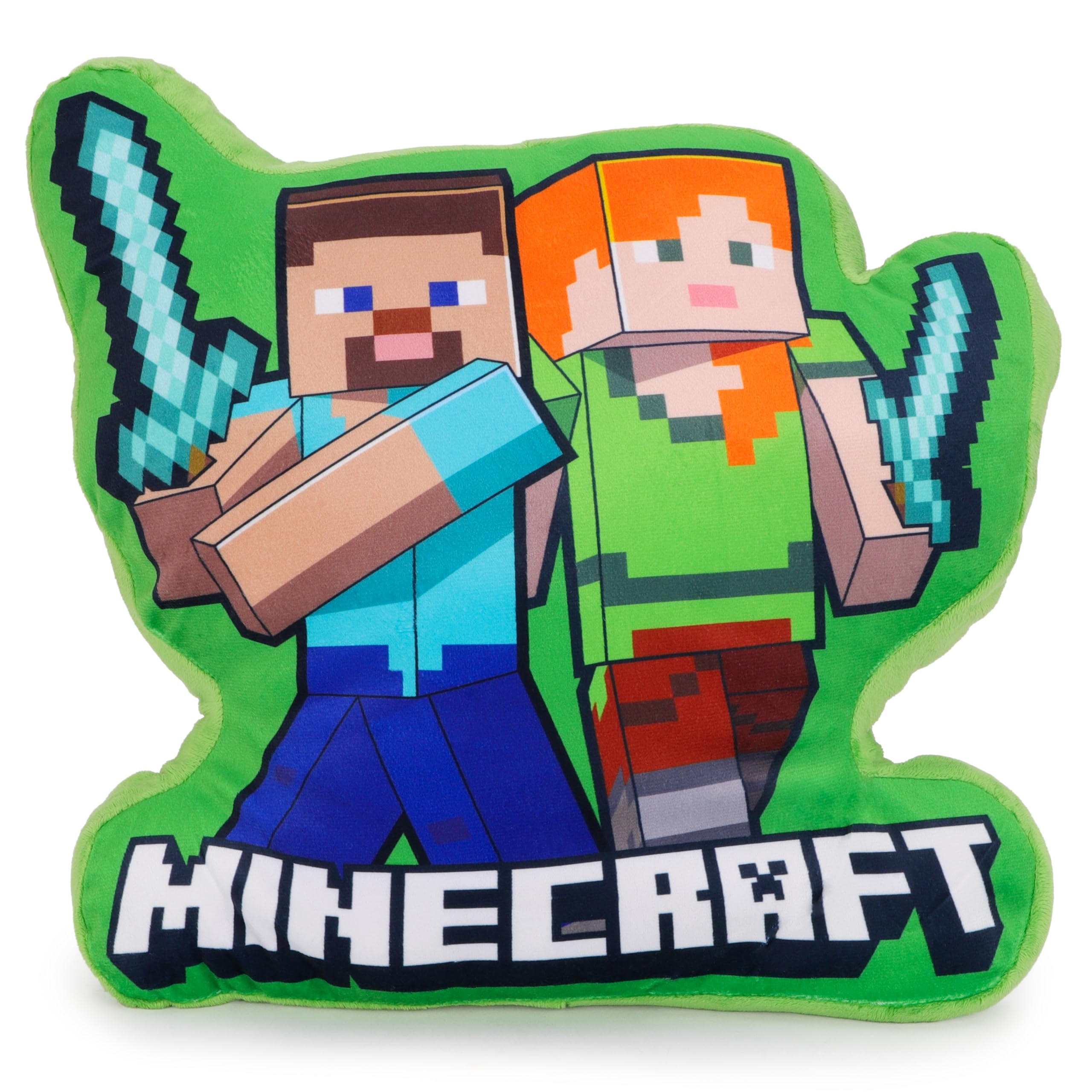 Toyland® 34 cm (13”) Minecraft Verde Cuscino in peluche - Super morbido, decorativo, carino, cuscino da coccolare per bambini - Accessorio per camera da letto, divano e ufficio