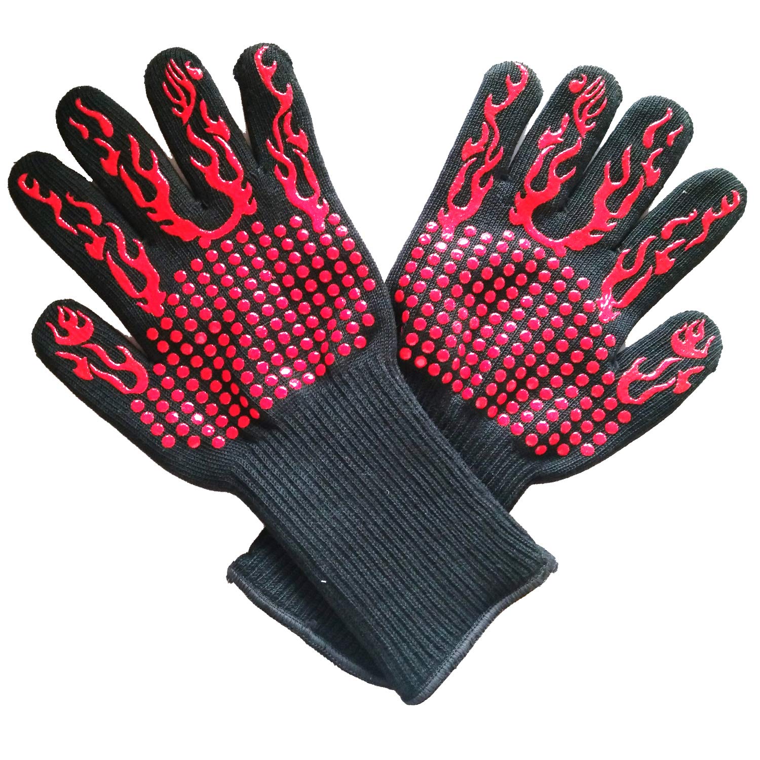 Rags Conwea BBQ Gloves Extreme Heat Resistant, 1472°F/ 800 °C Extreme Heat Resistant Grilling Gloves Five Fingers, Oven Gloves for BBQ, Cooking, Baking,Kitchen,Welding(1 Pair)