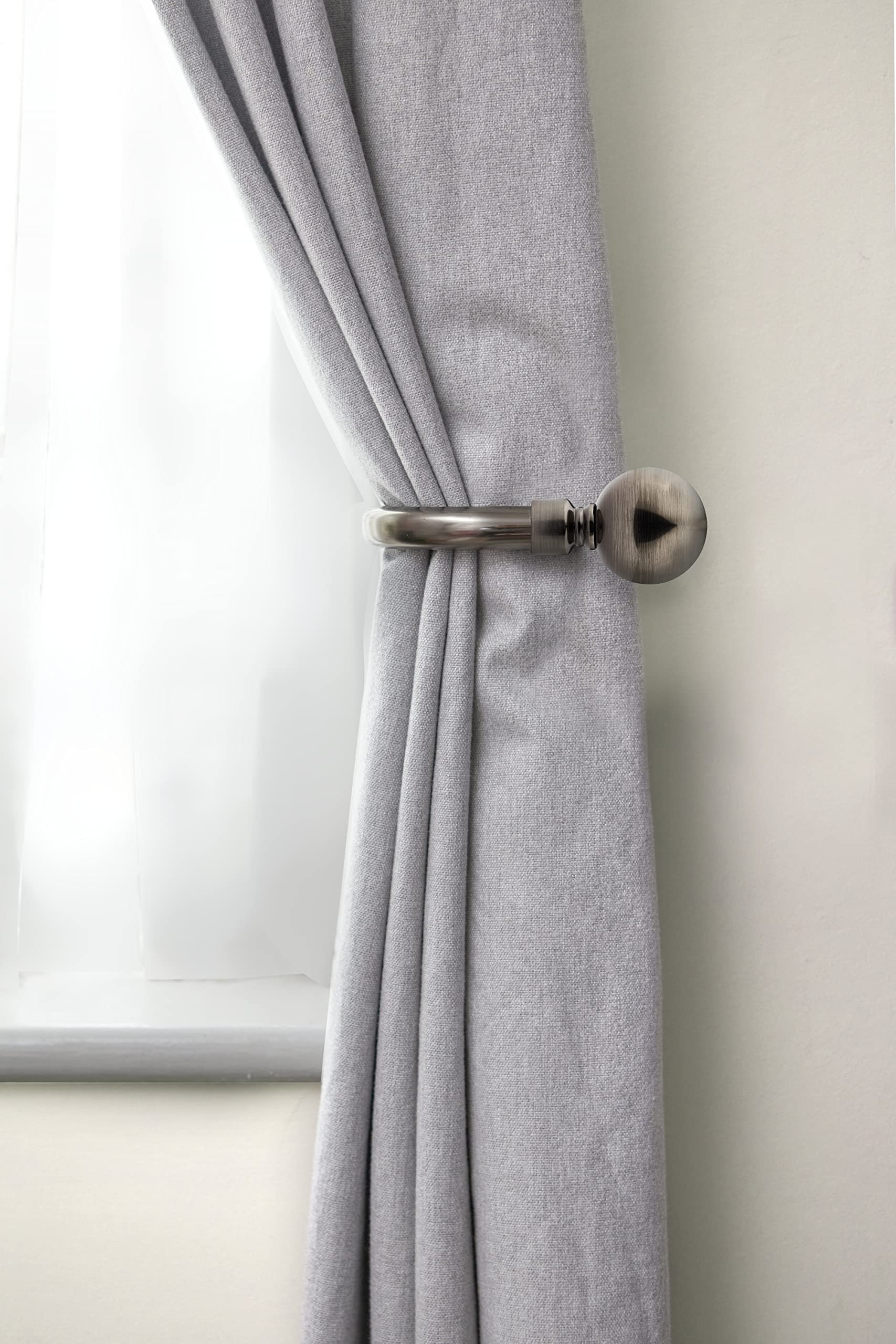 Julian Charles Black Silk Ball Curtain Holdbacks (Pair) - One Size