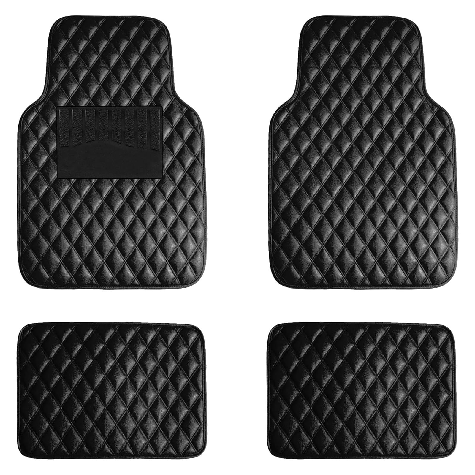 4pcs Car Floor Mats Leather for VW Golf MK7 R-LINE 2012-2019, Custom Waterproof Non-Slip Carpets Liners, All Weather Front Rear Row Foot Pads Protection Accessories,A/Black