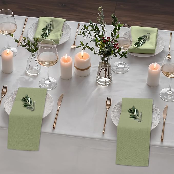 Set de 12 Servilletas de Tela RUVANTI 18x18, Mezcla Algodón Lino - Martini Olive miniatura 2