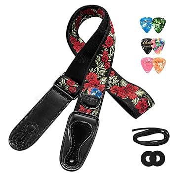 Amazon.com: LEKATO Flower Bass Strap, Flower Guitar Strap