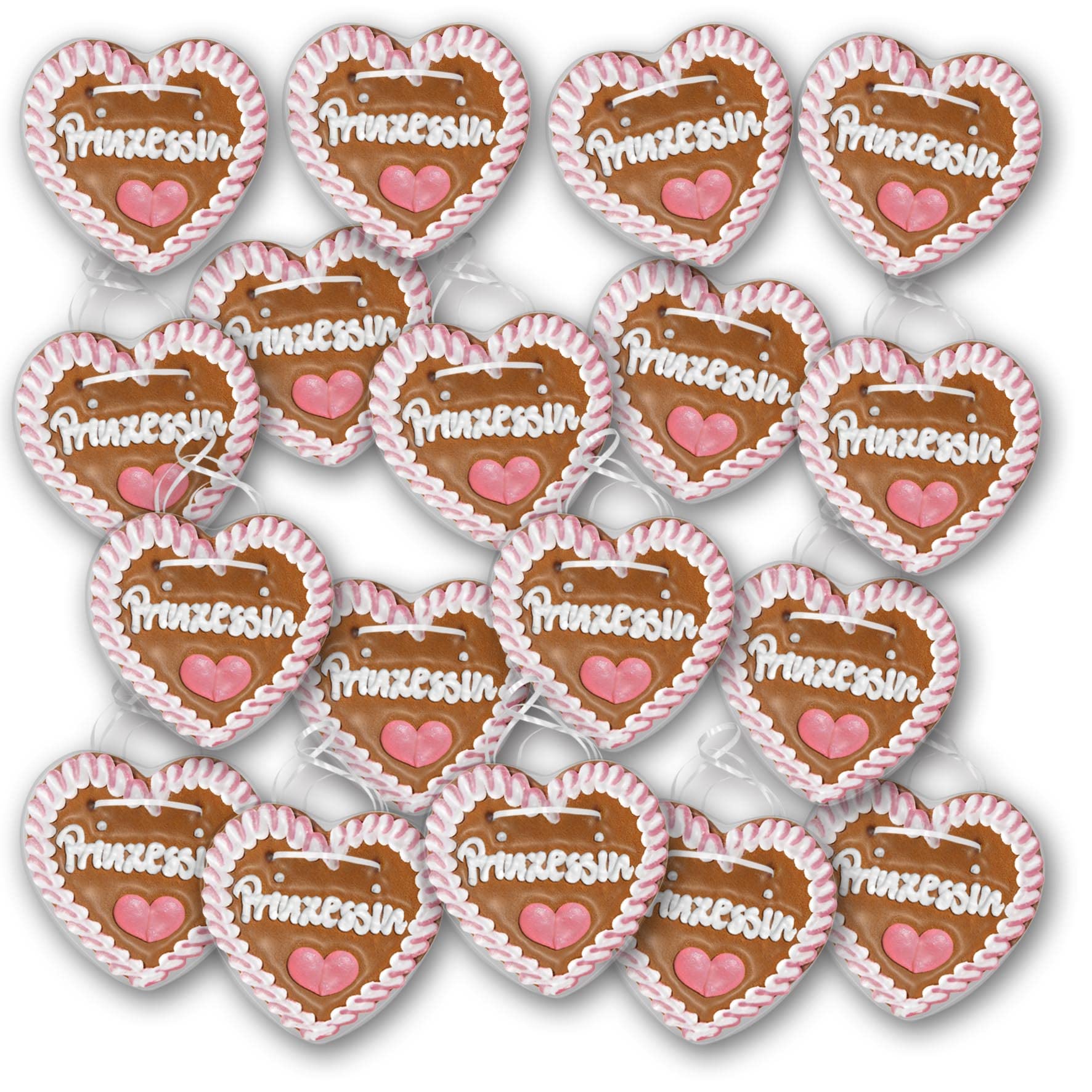 20 corazones de pan de jengibre con inscripción en inglés "Princesa" 10 cm de alto / 40 g de peso. Corazones frescos de Oktoberfest de Múnich. Corazones de pan de jengibre comprar barato | Pastelería