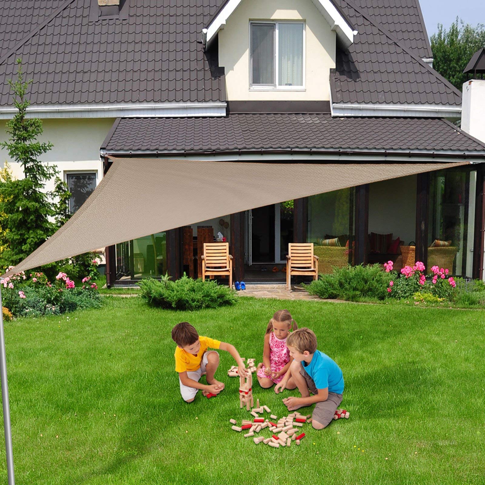 sonnensegel floordirekt Wasserabweisendes 3,6 x 3,6 x 5,1 m, Grau - Dreieckig - für Garten, Terrasse und Balkon Color:DARK ORANGE normani Schlafsack 'Lavensby' in COVID-19
