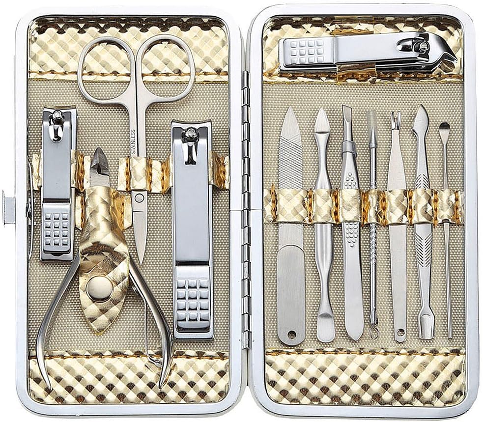 Manicure Sets Nail Clipper Kits Pedicure Tools - Stainless Steel - For Travel & Grooming of 12pcs