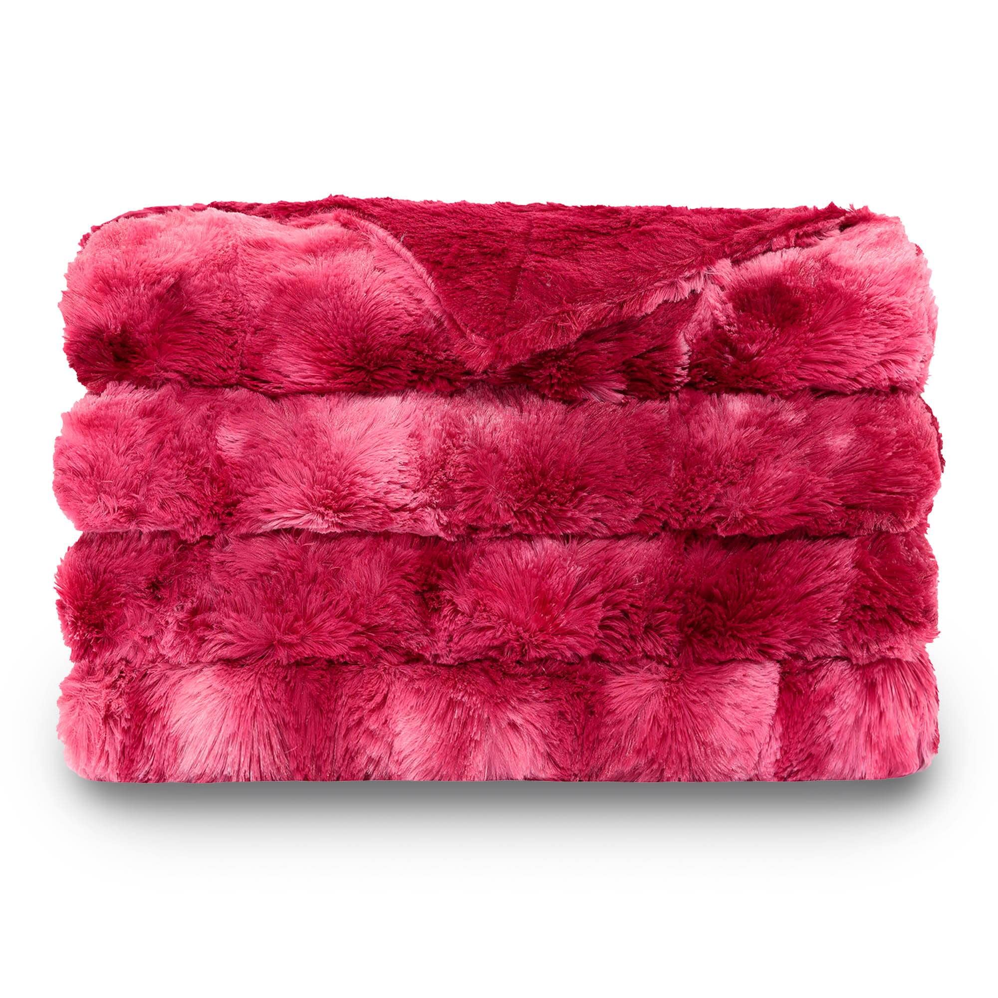 NANPIPER Faux Fur Blanket,Soft Fuzzy Blankets for Women,Wine Red 90"x90"