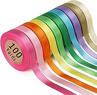 Vista 9 de LaRibbons Cinta de Satén de 3/8 Pulgadas 100 Yardas para Manualidades, 10 Yardas/Rollo 10 Rollos Paquete de Cinta de Satén Arcoíris de Doble Cara