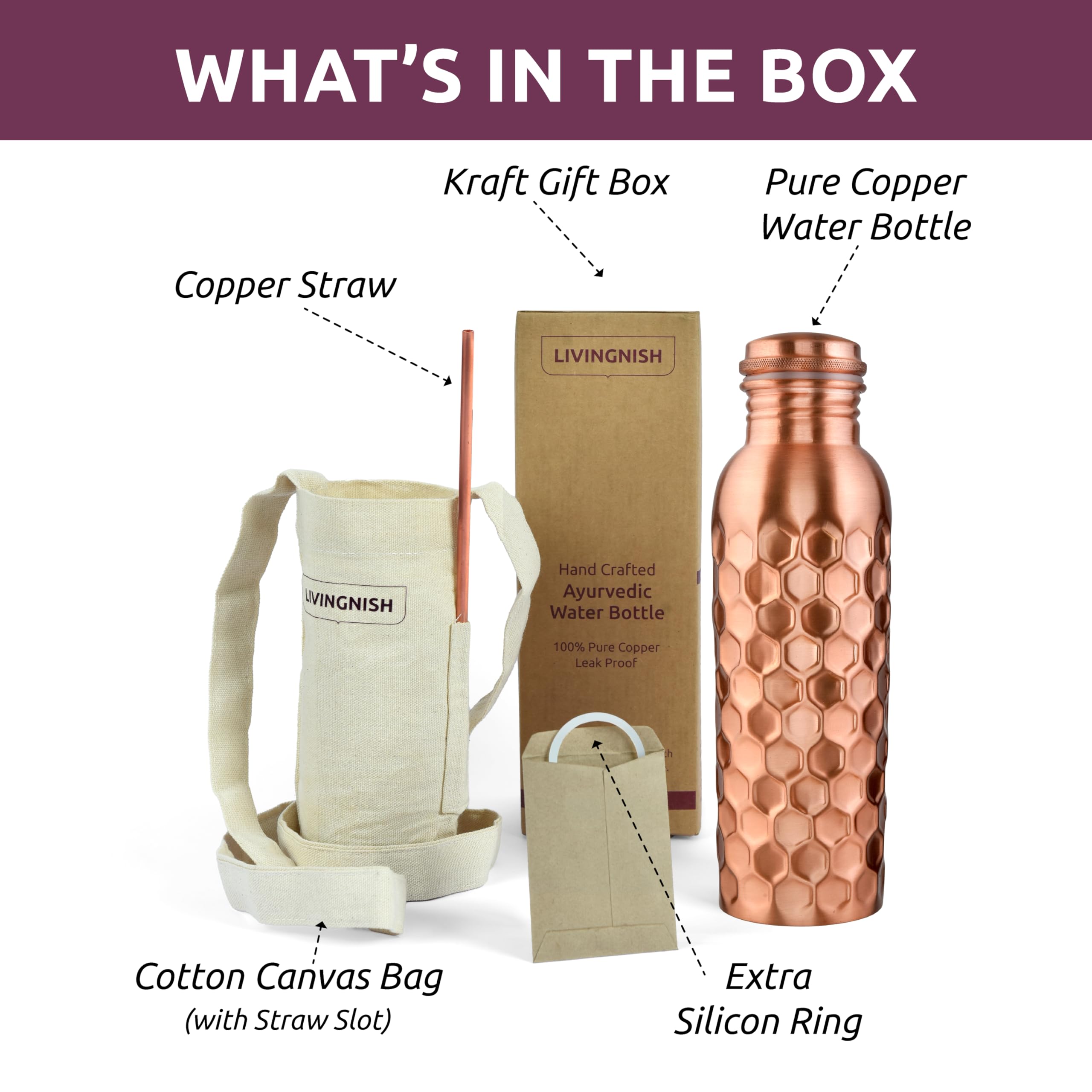 Amazon.com: LIVINGNISH Premium Pure Copper Water Bottle for