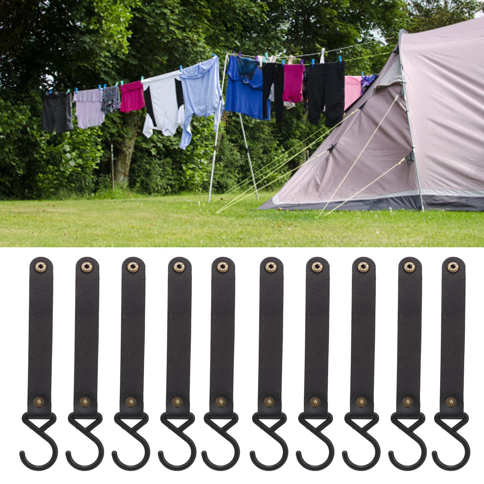 Tnfeeon S-Haken aus Leder, Kompakter, Tragbarer, Robuster, Einfacher Einbau Camping-S-Haken aus Leder, Multifunktional für Camping