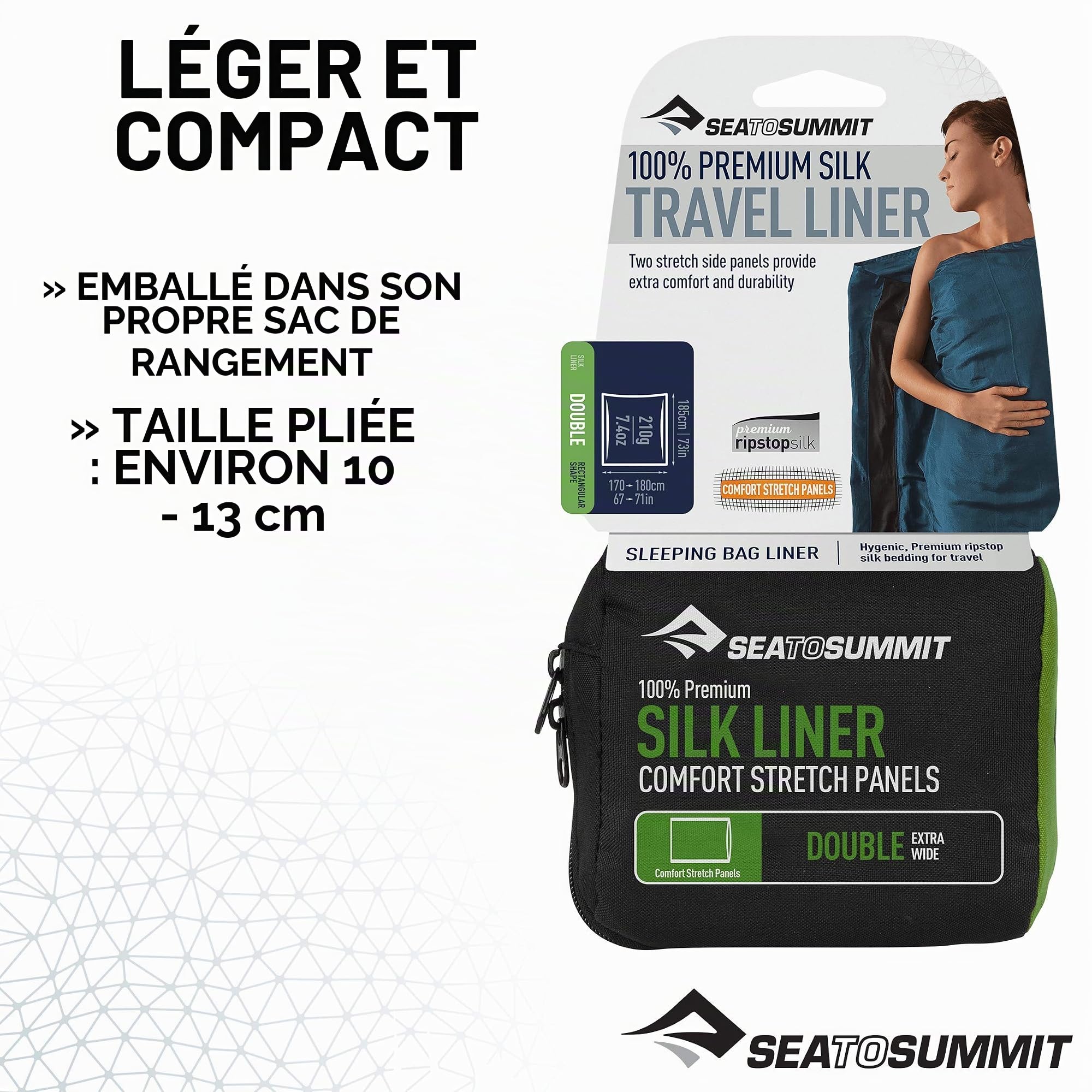 Sea to Summit Équipe de Camping Homme, Bleu Marine, Double (Rectangular) 185x185cm/225gr