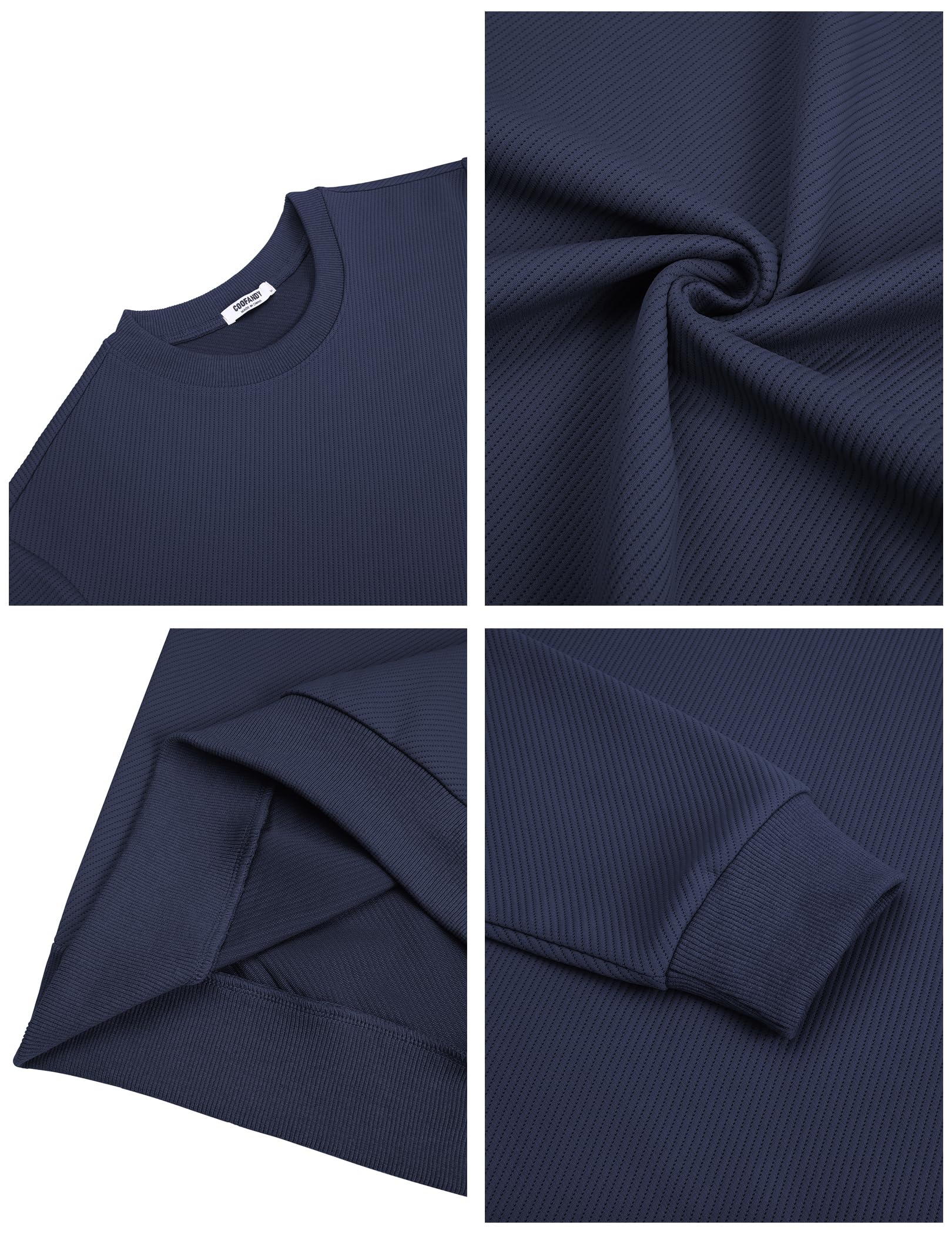 COOFANDY Hombres Sudadera con Cuello Redondo Jersey Casual Crewneck Sudadera Sin Capucha Camisa De Manga Larga Sudaderas BáSicas para Los Hombres