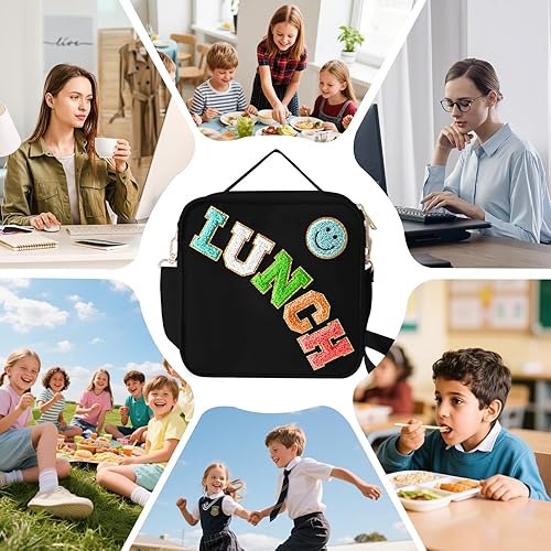 Miniatura 7 de Bolsa de almuerzo aislada con correa ajustable para el hombro, lonchera grande de nylon con aislamiento, bolsa de almuerzo reutilizable con asa de