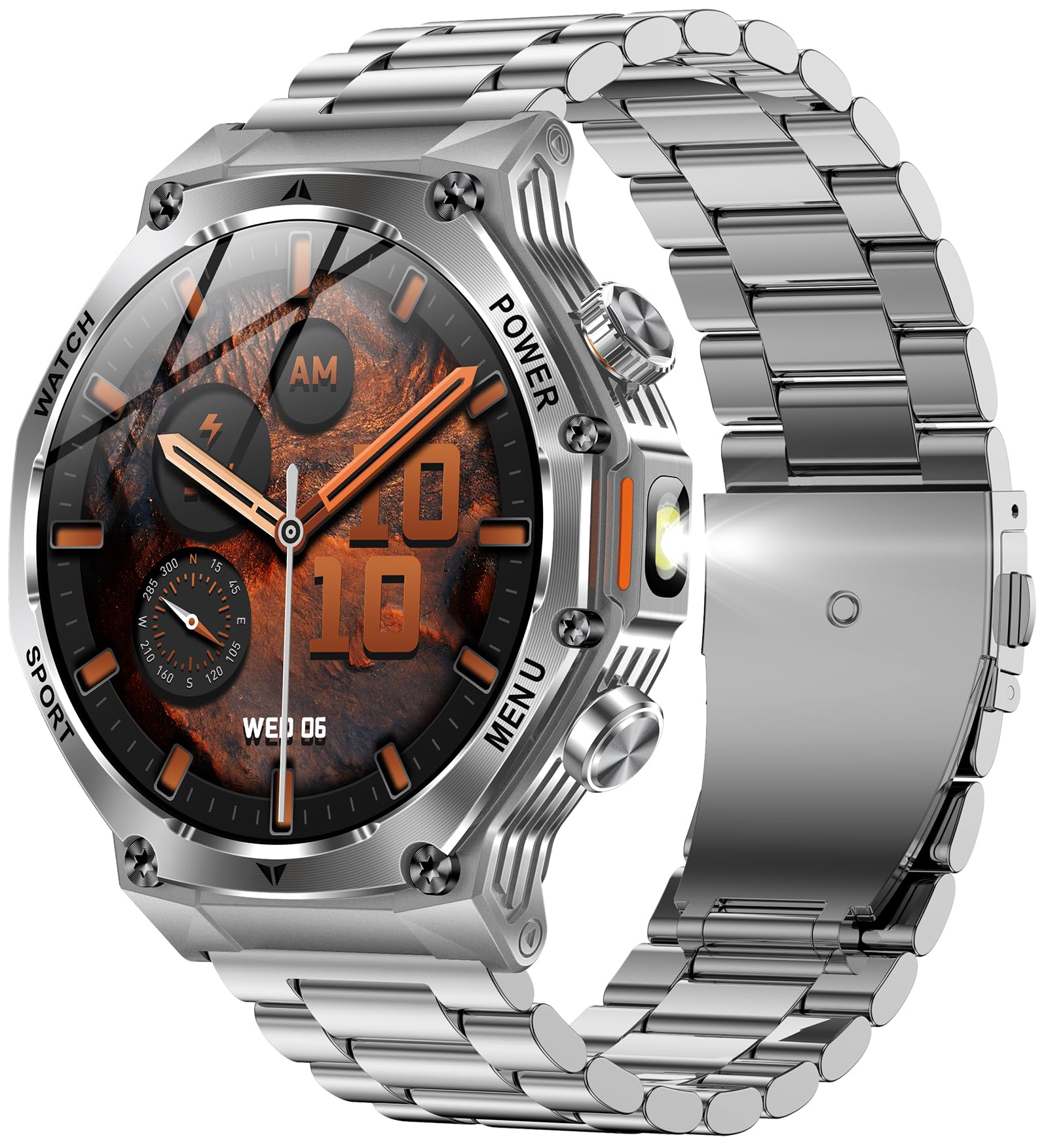 Luxury Smart Watch for Men Answer/Make Call 1.8" HD Full Touch Screen with Multiple Sports Modes Sleep Monitor Stainless Steel Activity Fitness Tracker