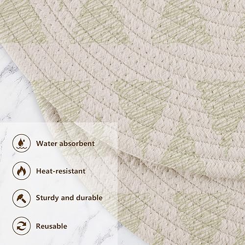 Miniatura 3 de Juego de salvamanteles dibujado a mano con patrón de árbol de Navidad para ollas y sartenes calientes de 15 pulgadas, tejido de hilo de algodón,