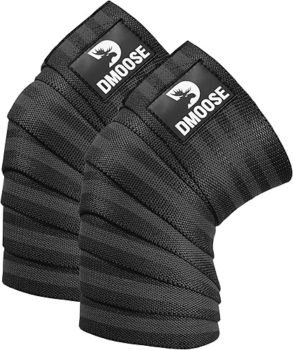Miniatura 12 de DMoose Fitness Knee Sleeves for Weightlifting (Pair) 78” Knee Wraps for Joint Support, Squats & Powerlifting - Gym Brace Straps for Joint Stability