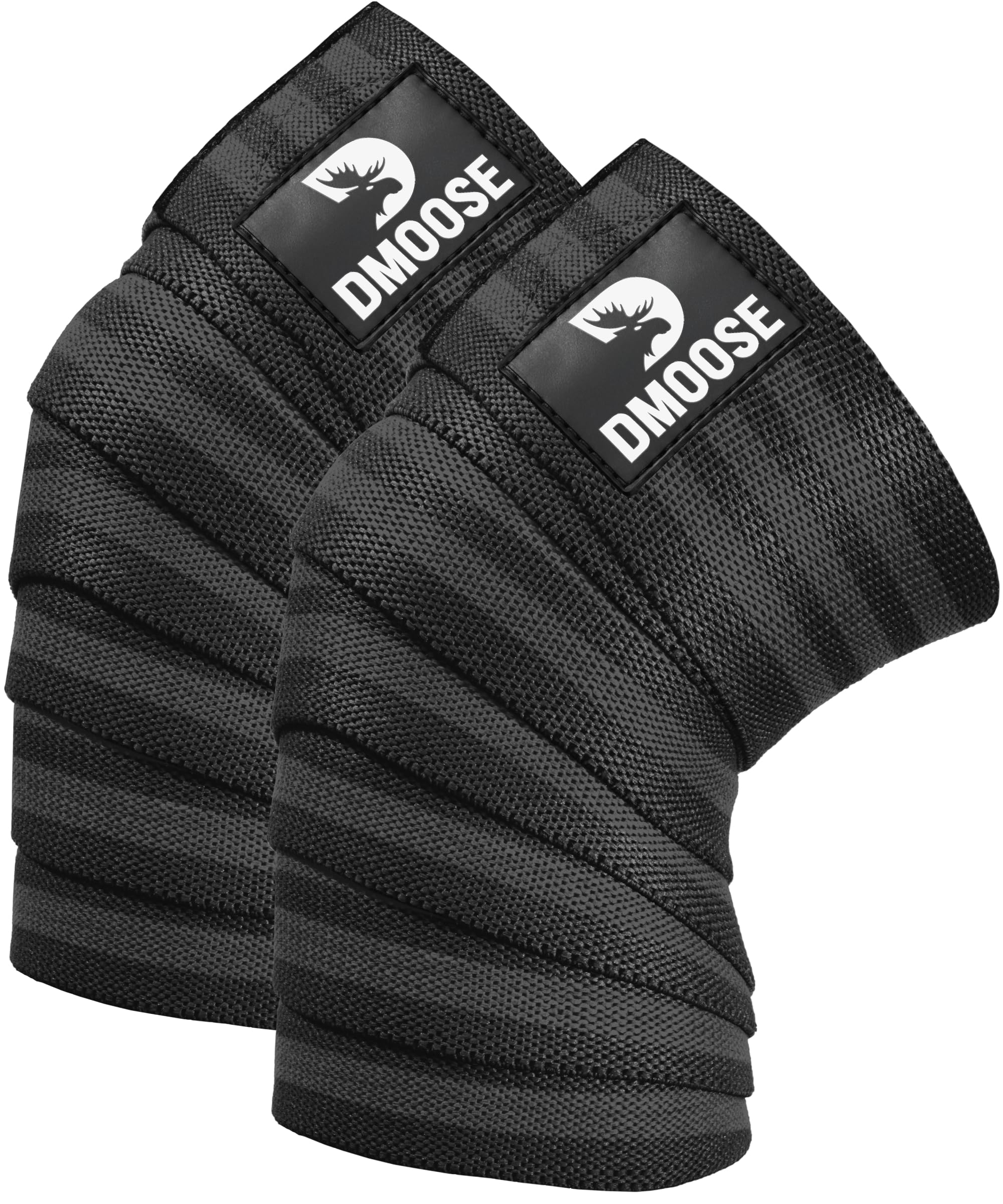 USPA Approved 78” Knee Wraps for Weightlifting Men & Women - Premium Cotton Straps for Joint Stability & Pain Relief - Adjustable Fit Gym Knee Wrap Support for Powerlifting - Black Stripes (Pair)