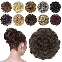 Vista 16 de FESHFEN Pieza de Cabello de Moño Desordenado - Extensiones de Coleteros de Moño de Cabello Ondulado Rizado Elástico Postizos Sintéticos para Mujeres
