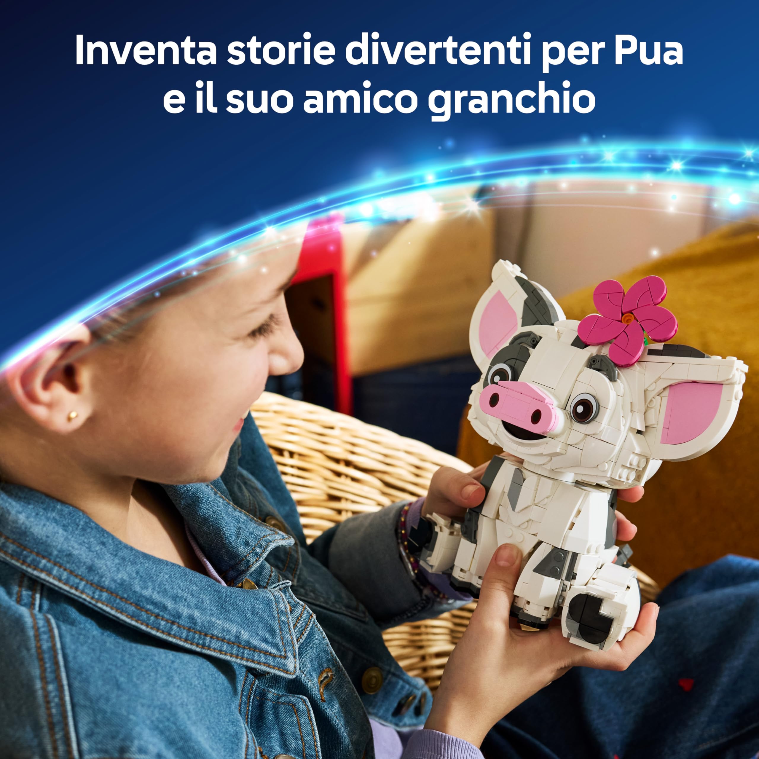 LEGO | Disney Vaiana Pua Action Figure - Maialino Giocattolo con Fiore, Granchio e Zattera da Supporto - Decorazione Cameretta - Regalo di Compleanno per Bambine da 9 Anni in su Fan del Film - 43292