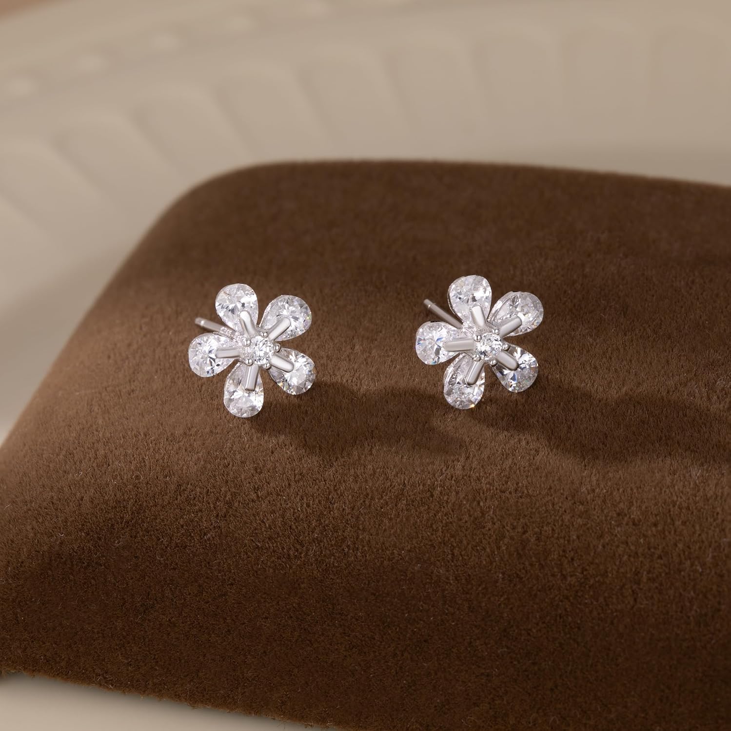 Reffeer Solid 925 Sterling Silver CZ Flower Earrings Stud for Women Teen Girls Dainty Flower Stud Earrings Hypoallergenic - Image 4