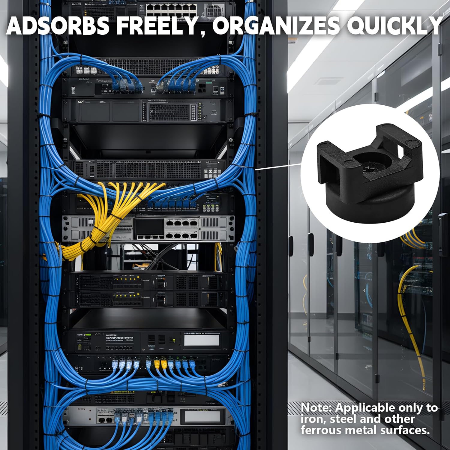 24pcs 22mm Magnetic Zip Tie Mount, Multi-Functional Cable Holder, Suitable for Industrial Cable Management and Home Cable Organizing. 24 Mounts and 100 Nylon Cable Ties