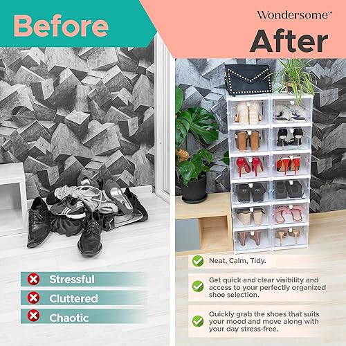 Miniatura 4 de Wondersome Organizador plegable para zapatos, 24 compartimentos, contenedores de almacenamiento de puerta transparente, resistentes, plegables,