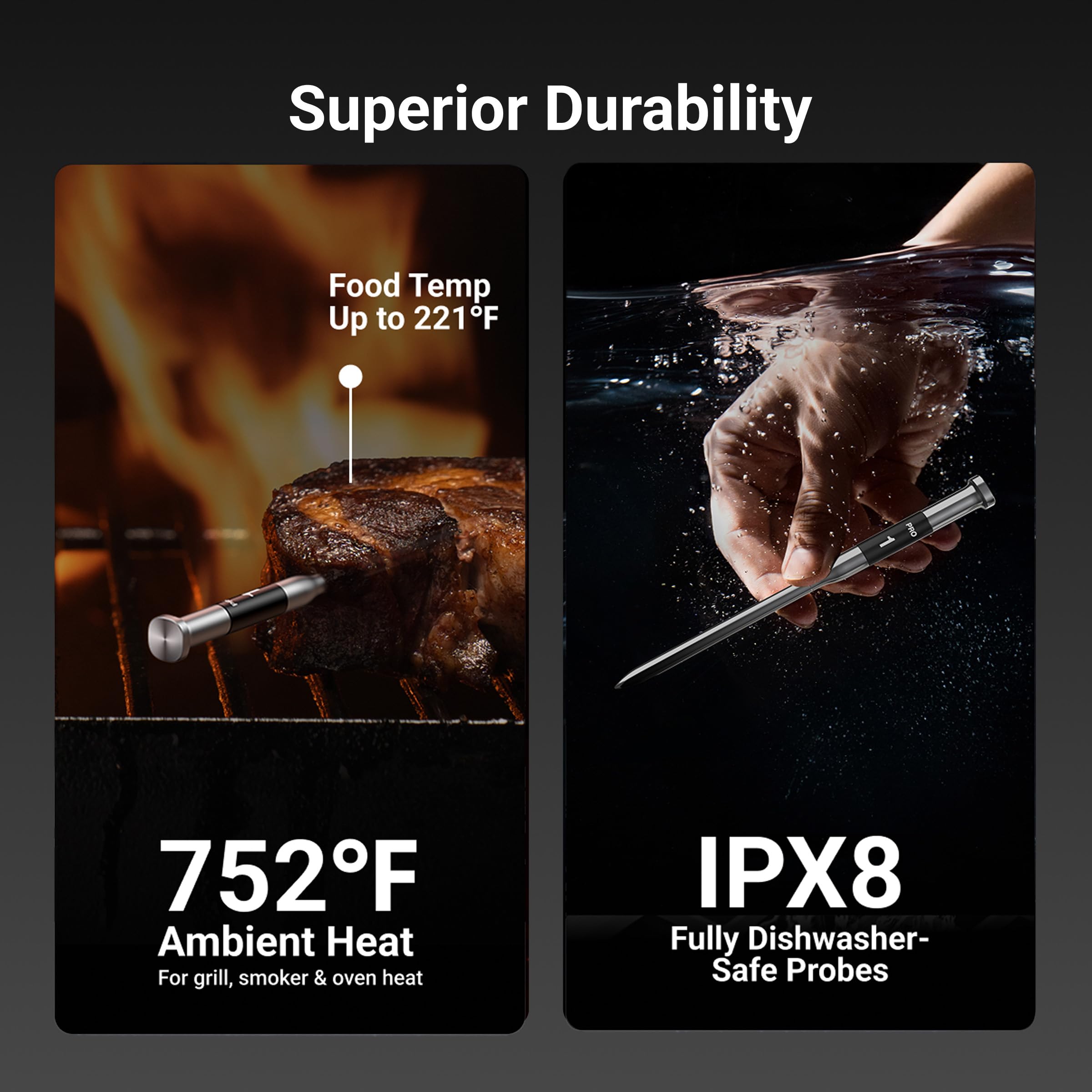 ThermoMaven Sub-1G Wireless Meat Thermometer, 2 Probes WiFi Thermometer | 3000FT Open Range, Smart App + Base Control, 6 Sensor NIST ±0.5°F Accuracy, BBQ Smoker Grill Oven, Brisket Steak Turkey Pork