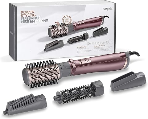 BabyLiss Brush, Hot Air Styler Hair Dryer 1000W, 4-in-1 Multi-function for Quick Drying, Straightening, and Curling Hair - AS960E, 1000W