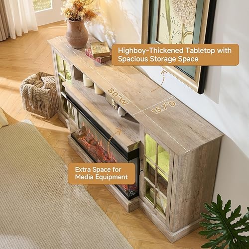 Miniatura 110 de ROCKPOINT Argus - Centro de entretenimiento, consola de almacenamiento para multimedia, TV con base (70 pulgadas), color negro Negro -,Carbón