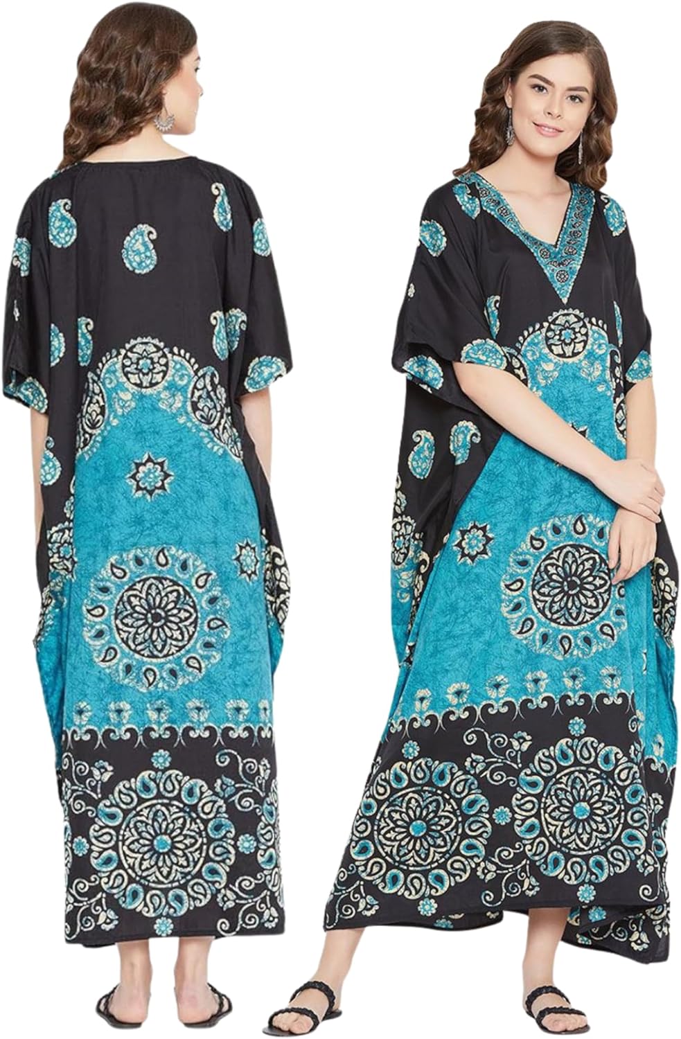 Oussum Plus Size Kaftan Dresses for Women, Polyester Summer Caftan Cover Up Maxi Beach Dress, 1X–3X