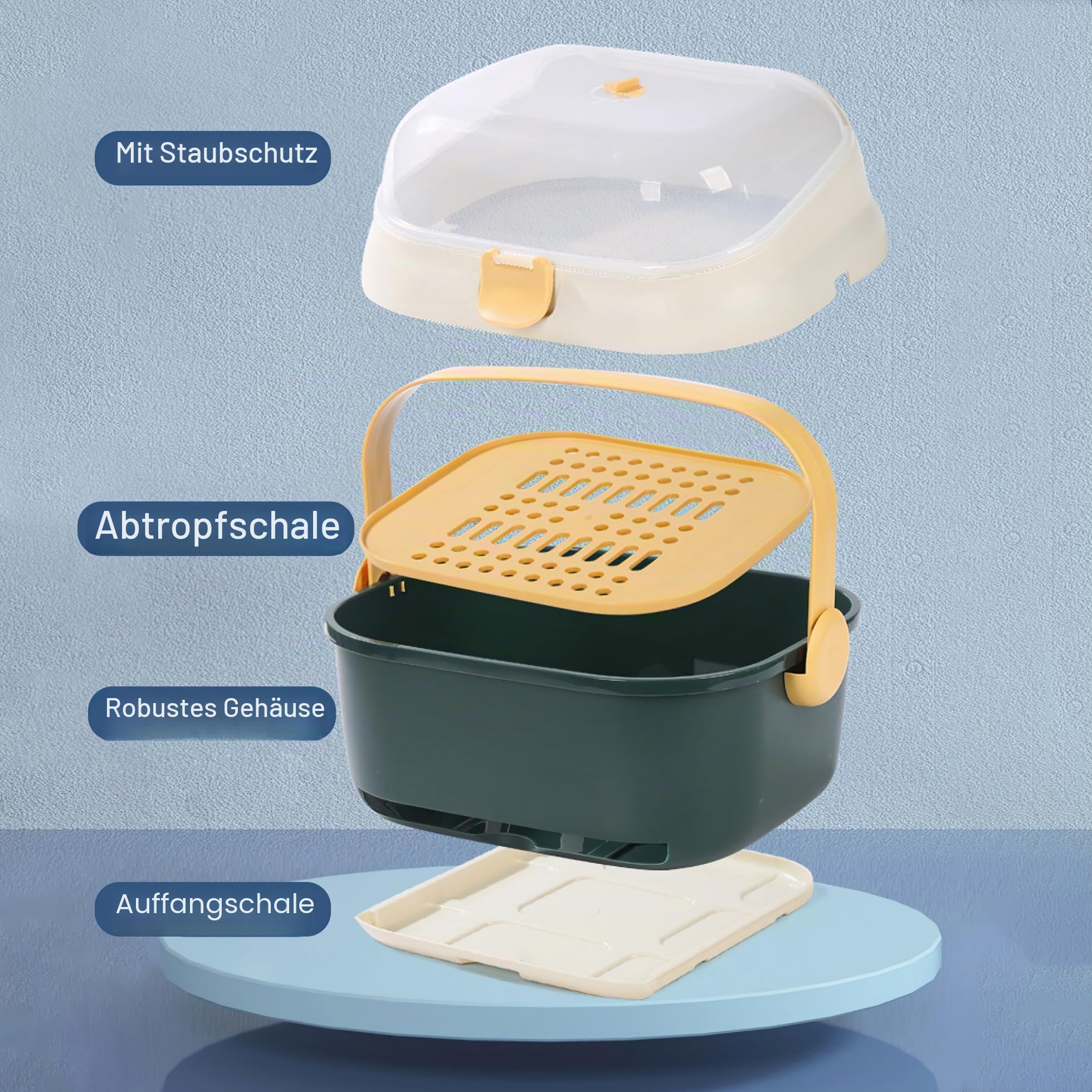 Kingrol Abtropfgestell für Babyflaschen mit Abdeckung für Zuhause, Küche, Reisen, große Kapazität, Kleinkind-Flaschen-Aufbewahrungs-Organizer mit Ablauflöchern für Flaschen, Sauger, Tassen,