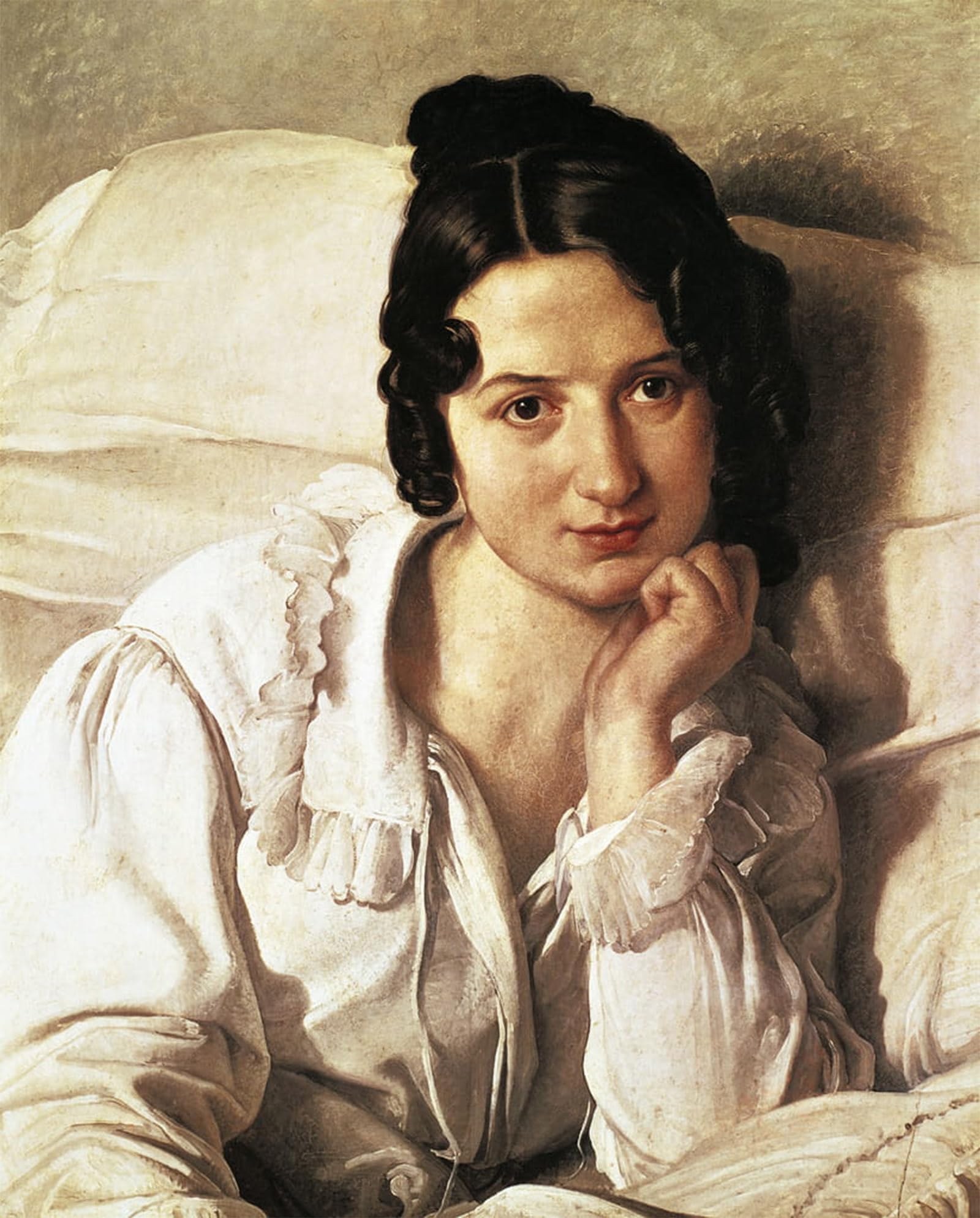 ARTXLXXBN Famous Print Painting Colorful Art Print the Sick Woman Portrait of Carolina Zucchi by Francesco Hayez Canvas Art Decorations for Home Decor 60x90cm