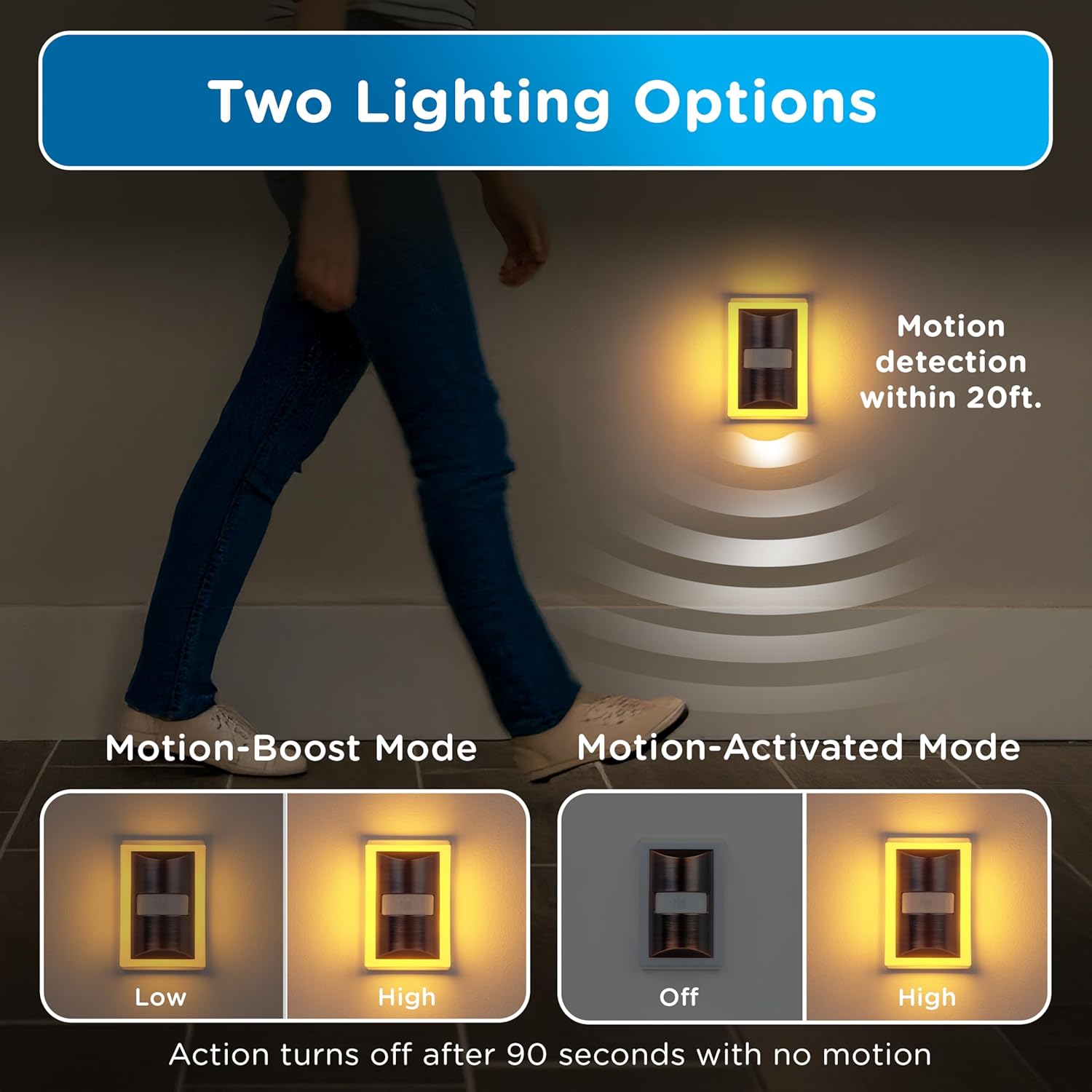 Enbrighten SleepLite LED Night Light Motion Sensor Nightlight Dusk to Dawn Amber Lights Ambient Lighting Room Decor for Bedroom Baby Nursery Bathroom Oil Rubbed Bronze