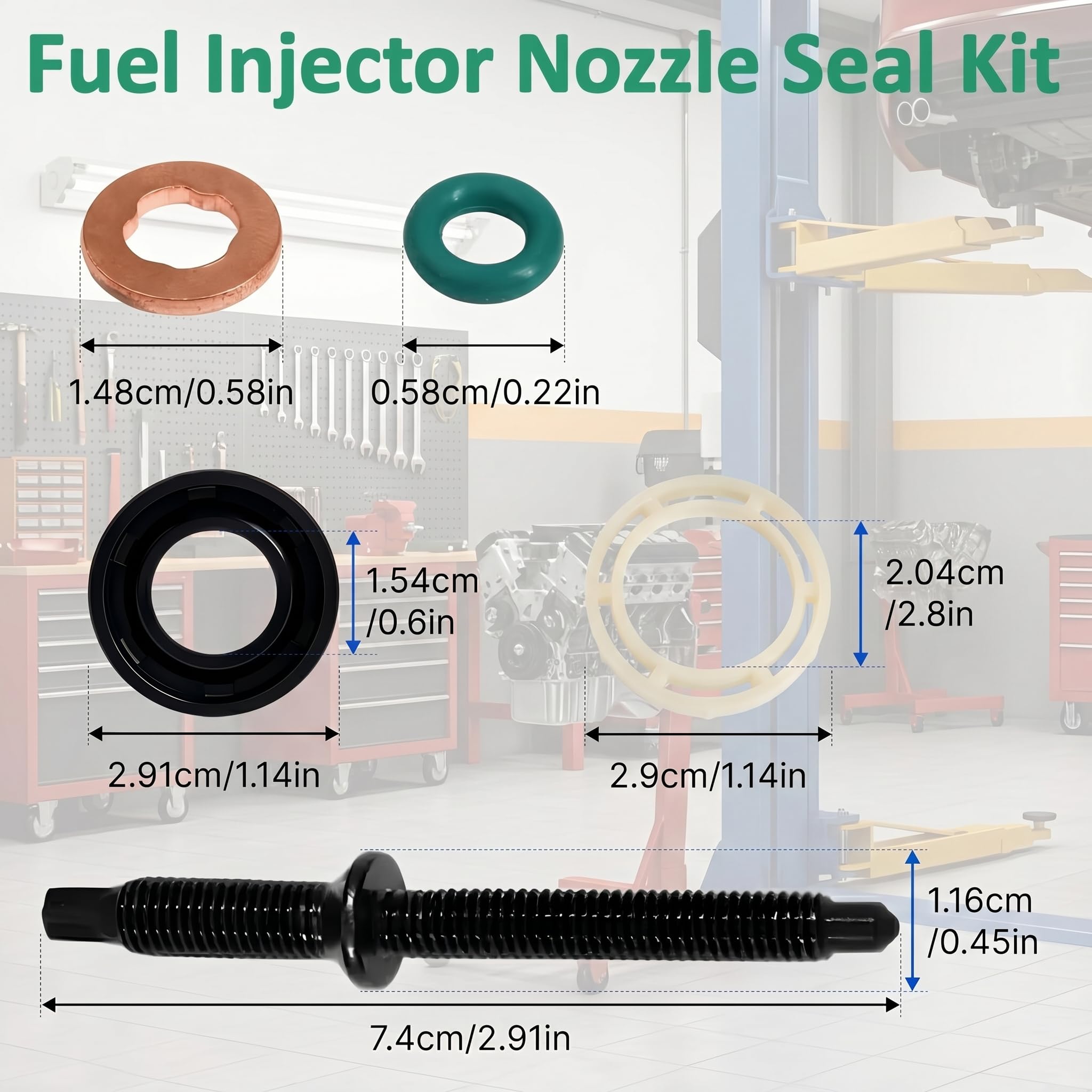 16PCS Kit de Reparación Inyector Sellos de Inyectores Kit Junta Tórica de Inyector de Combustible Junta de Inyector Diesel Kit de Arandela de Inyector Diesel Kit de Sello de Inyector 1.6 HDI