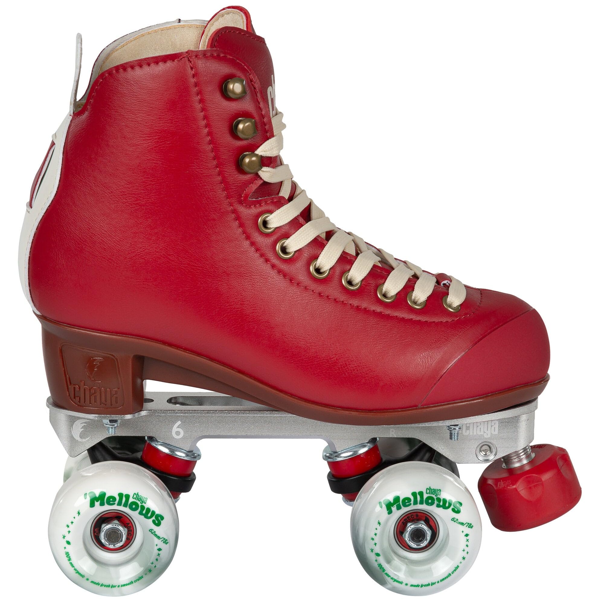 Chaya Rollschuhe Melrose Premium Berry Red - Roller Skates für Damen und Herren im Retro-Look für Roller-Disco - Roll-Schuhe in Rot