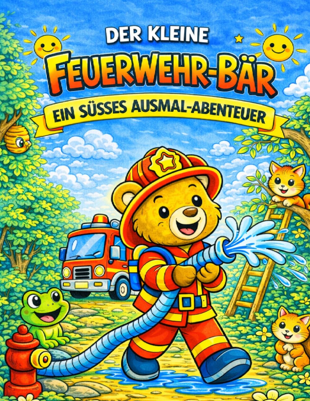 Feuerwehr Malbuch für Kinder ab 3 Jahre: Der kleine Feuerwehr-Bär - 20 einfache Ausmalbilder für Jungen & Mädchen (Der kleine Bär – Berufe Ausmalbuch (3–5 Jahre))