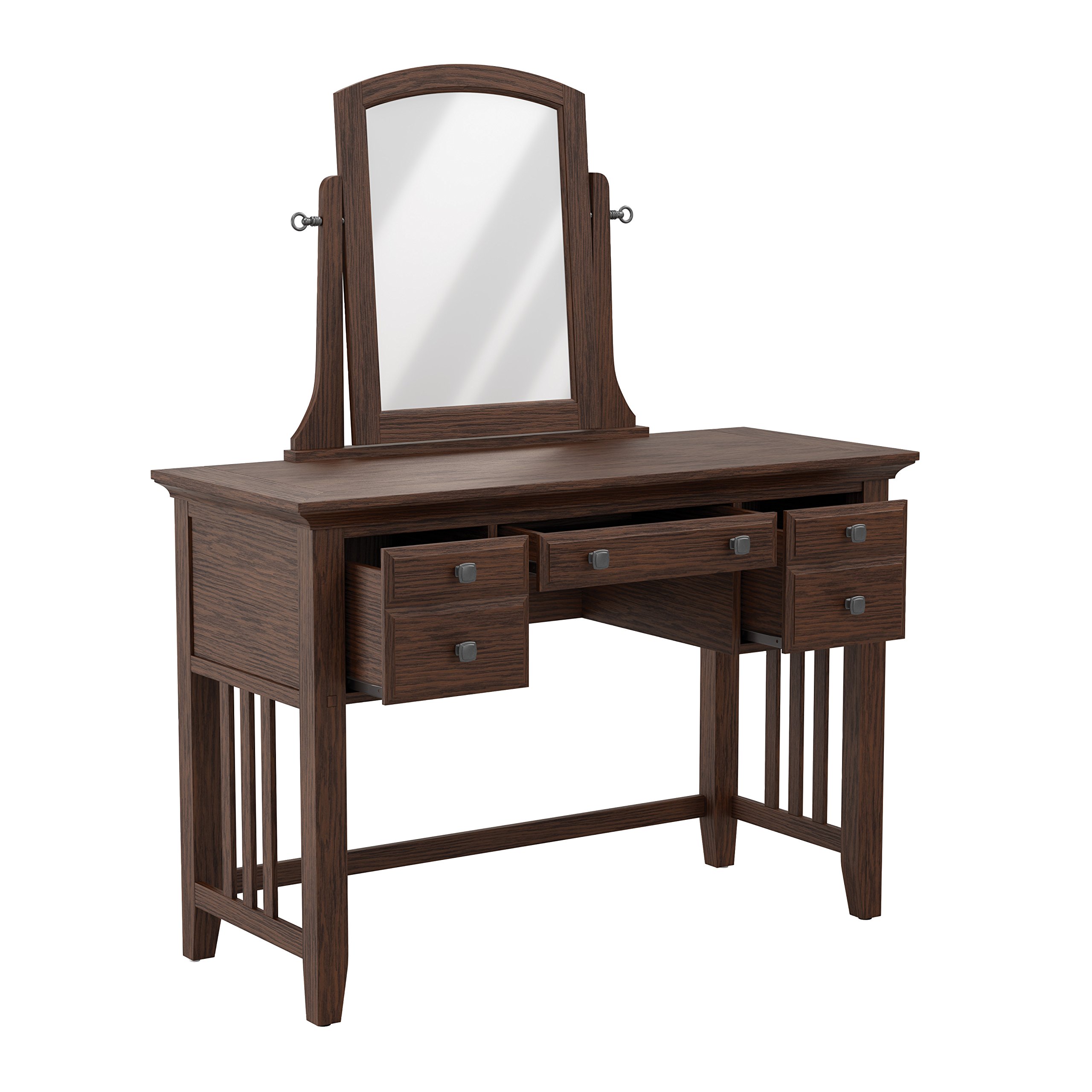 INSPIRED by Bassett OSP Home Furnishings Modern Mission Vanity with Mirror,  Vintage Oak Finish : Amazon.sg: Home