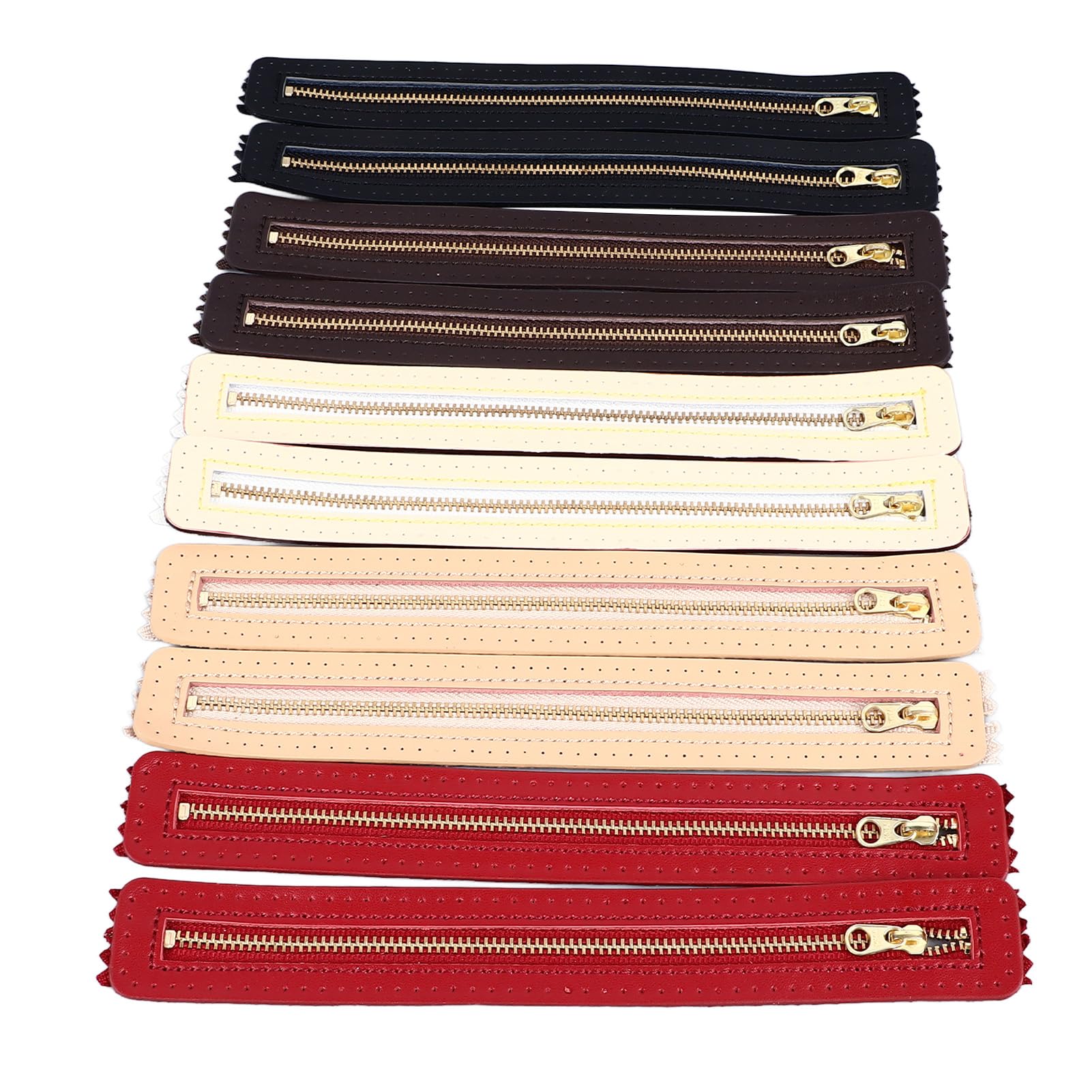 10 cremalleras de cuero para bricolaje, cremallera de piel de vaca auténtica para bolsa, accesorio de costura hecho a mano con dientes de metal, colores surtidos para ropa y proyectos textiles para el