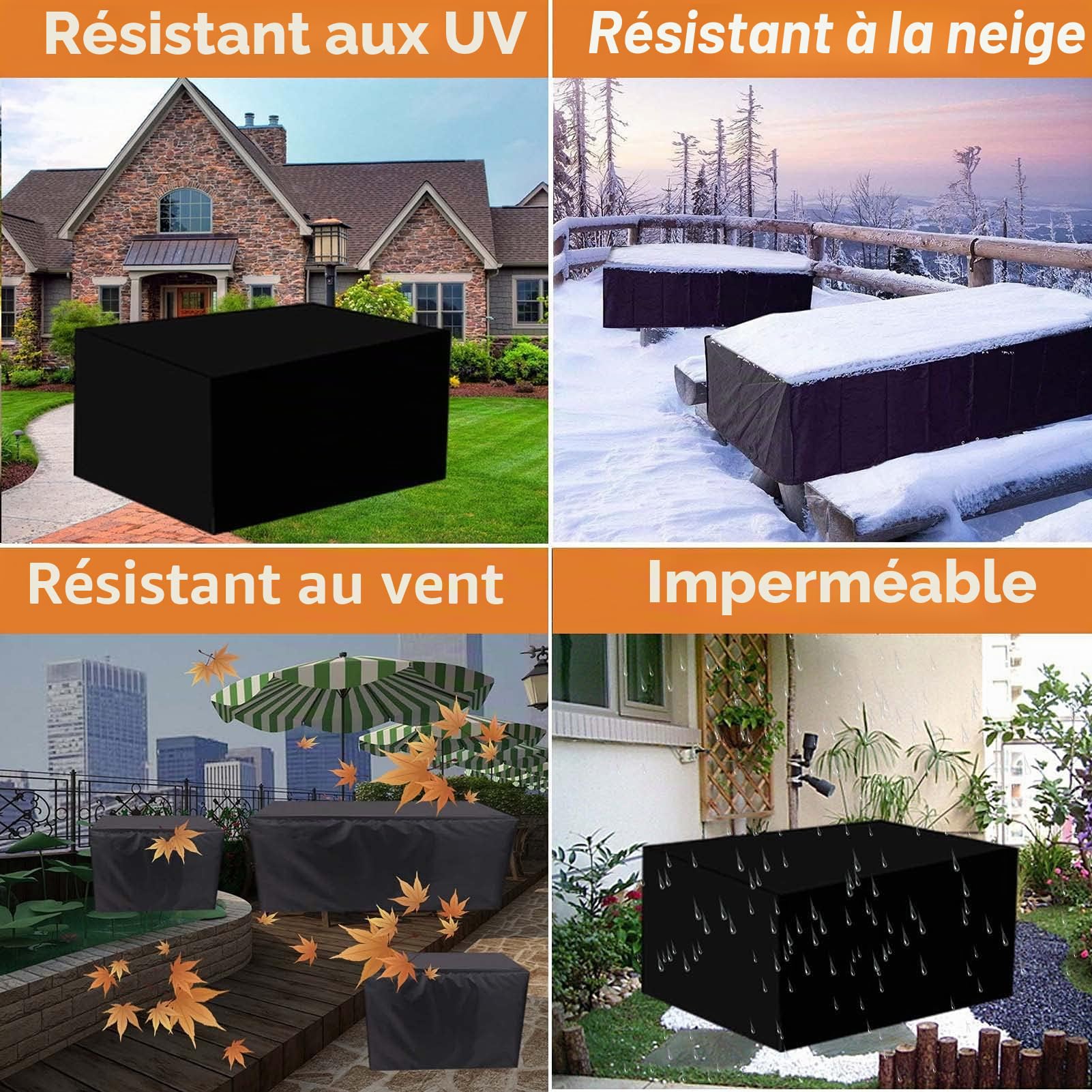 Imperméable Housse De Table Exterieur Rectangulaire, Housse De Protection Salon De Jardin Carré, Table Jardin 420d De Protection Salon De Jardin Carré,160x160x80cm