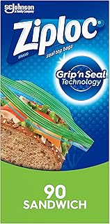 Ziploc Sandwich and Snack Bags for On the Go Freshness, Grip 'n Seal Technology for Easier Grip, Open, and Close, 90 Count