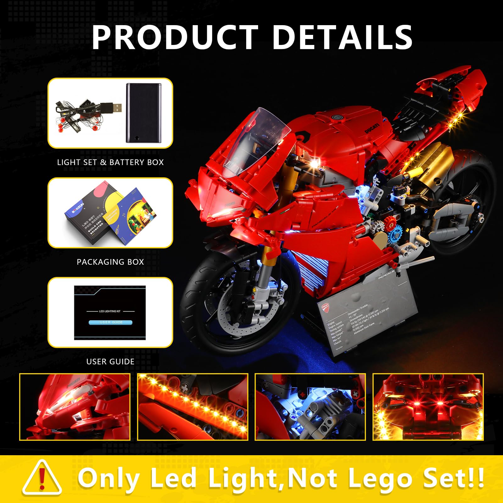 Amazon.co.jp: BOOZUU ライトキット Lego-42202 Ducati Panigale-V4-S