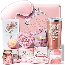 Birthday Gifts for Women Friendship, Rose Relaxing Spa Gifts Basket for Women Self Care Gifts, Thank You Gifts Bath Set Christmas Gifts for Mom Her Best Friend Wife Sister Coworker Nurse Teacher