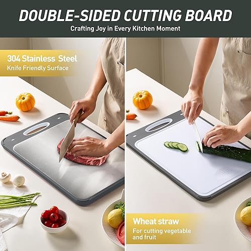 Miniatura 3 de Tabla de cortar de acero inoxidable 2 en 1 con mango para cortar extra grande Tablas Para Picar Cocina Tabua Madeira Corte Carne Alimentos Cortar