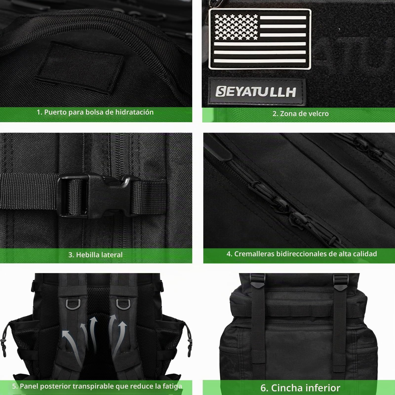 Mochila Táctica Militar 55L Molle para Hombre Mujer, Mochila de Senderismo | Gran capacidad,Resistente y duradera,sistema Molle amplio,cómoda correa ajustable,ideal para camping y entrenamiento