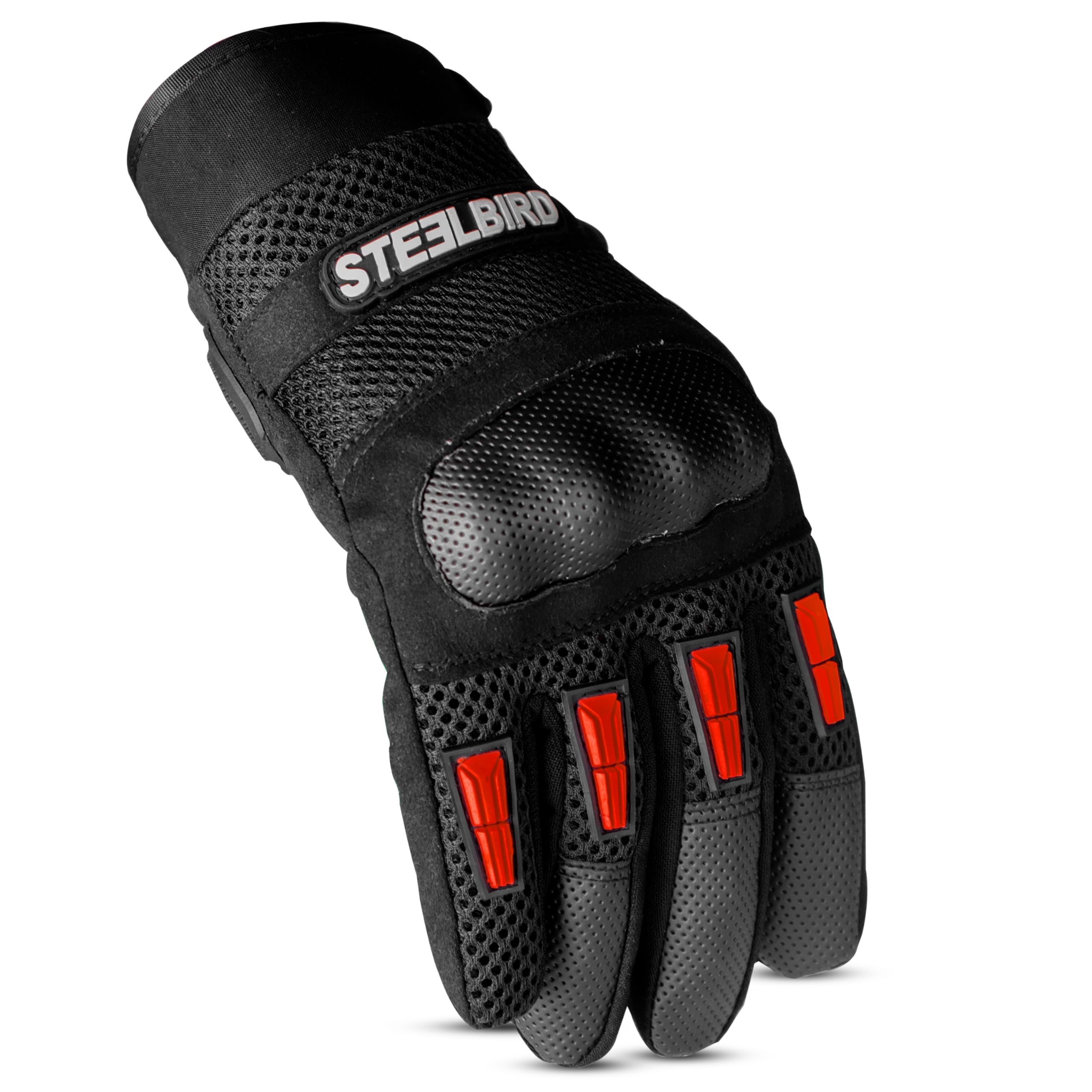 Steelbird Polyester Khardungla Full Finger Bike Riding Gloves with Touch Screen Sensitivity at Thumb and Index Finger, Protective Off-Road Motorbike Racing (Red, M, Ambidextrous)-image-42