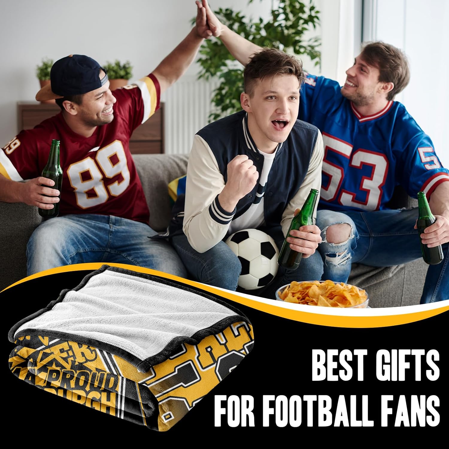 City Gifts for Men Women, Football Gifts for Team Fans, Football Merchandise, Team Color Sport Style Blankets and Throws 80"x60" - Image 2
