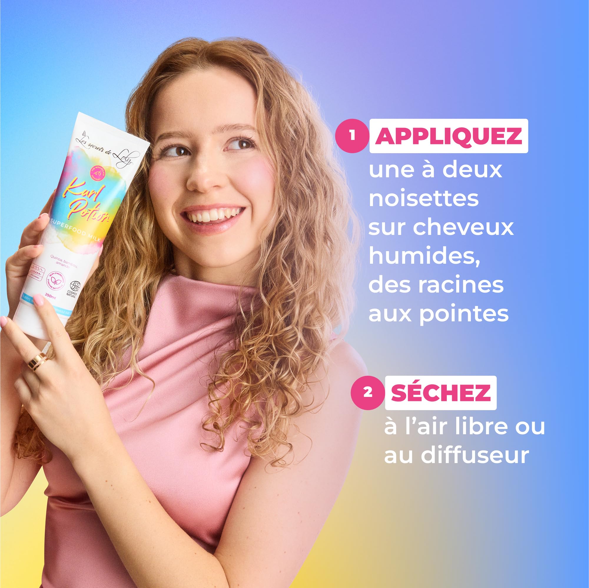 Les Secrets de Loly – Kurl Potion – Leave-in/lait sans rinçage Définition & nutrition – Cheveux ondulés, bouclés et frisés – +98% d'origine naturelle – 250 ml