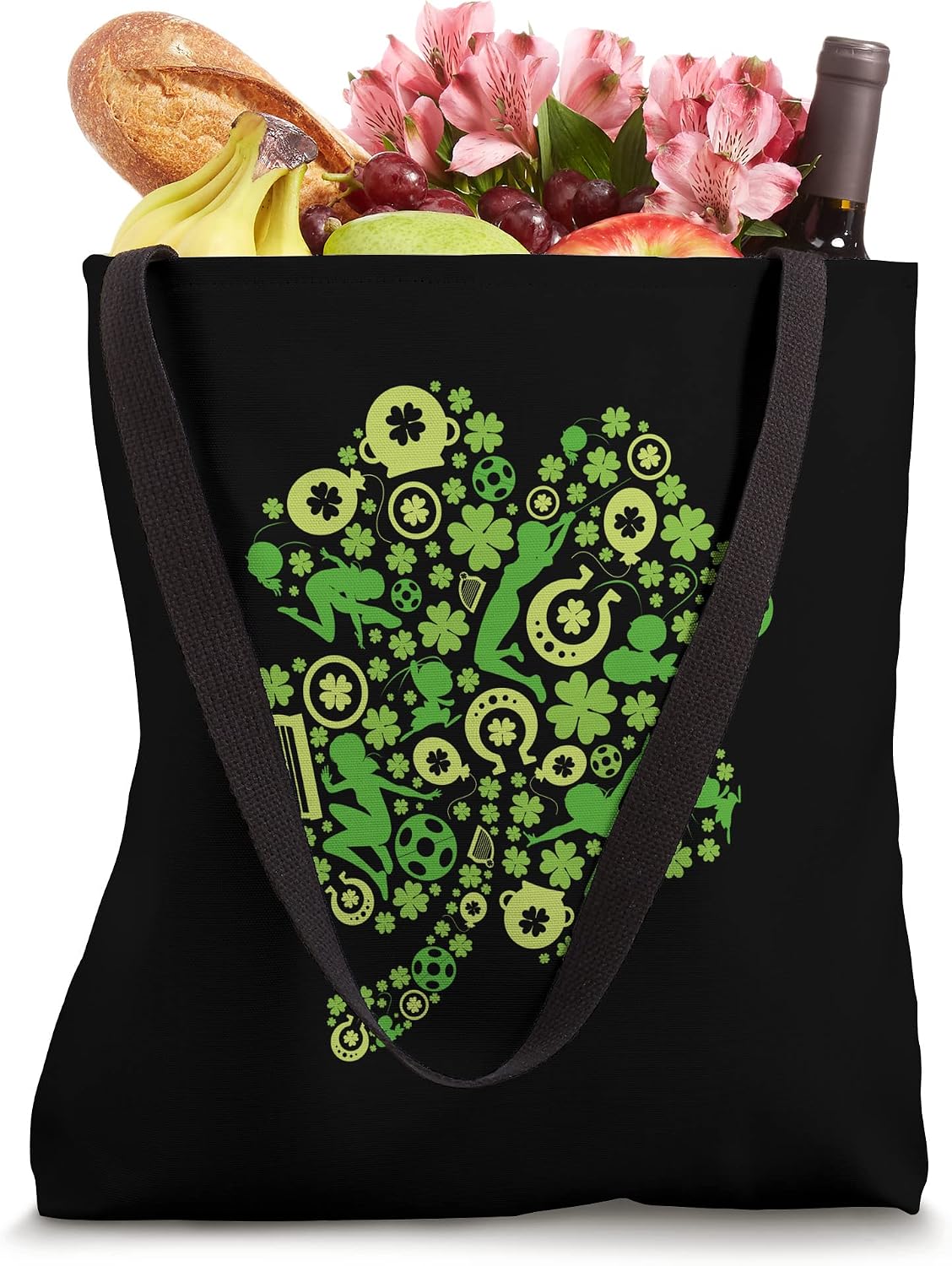 Miraculous Ladybug St Patrick's Day Clover with Icons Tote Bag