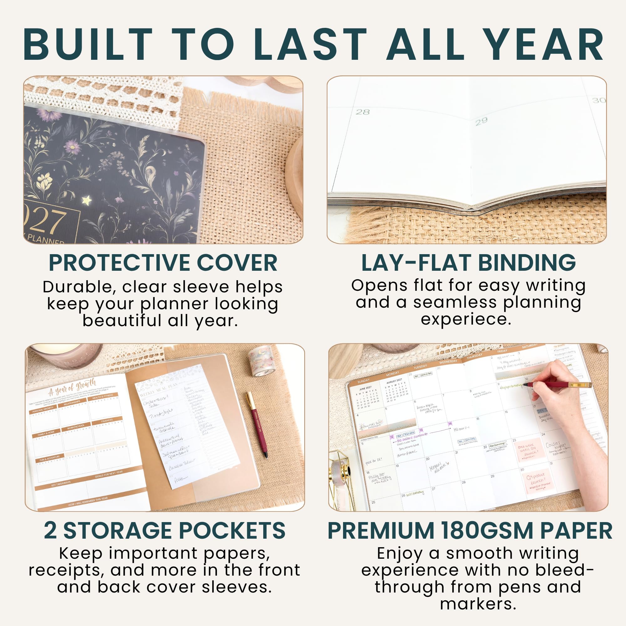 bloom daily planners Calendrier mensuel 2027 (janvier 2027 à décembre 2027) – Grand agenda floral de 22,9 x 30,5 cm – Jardin au clair de lune