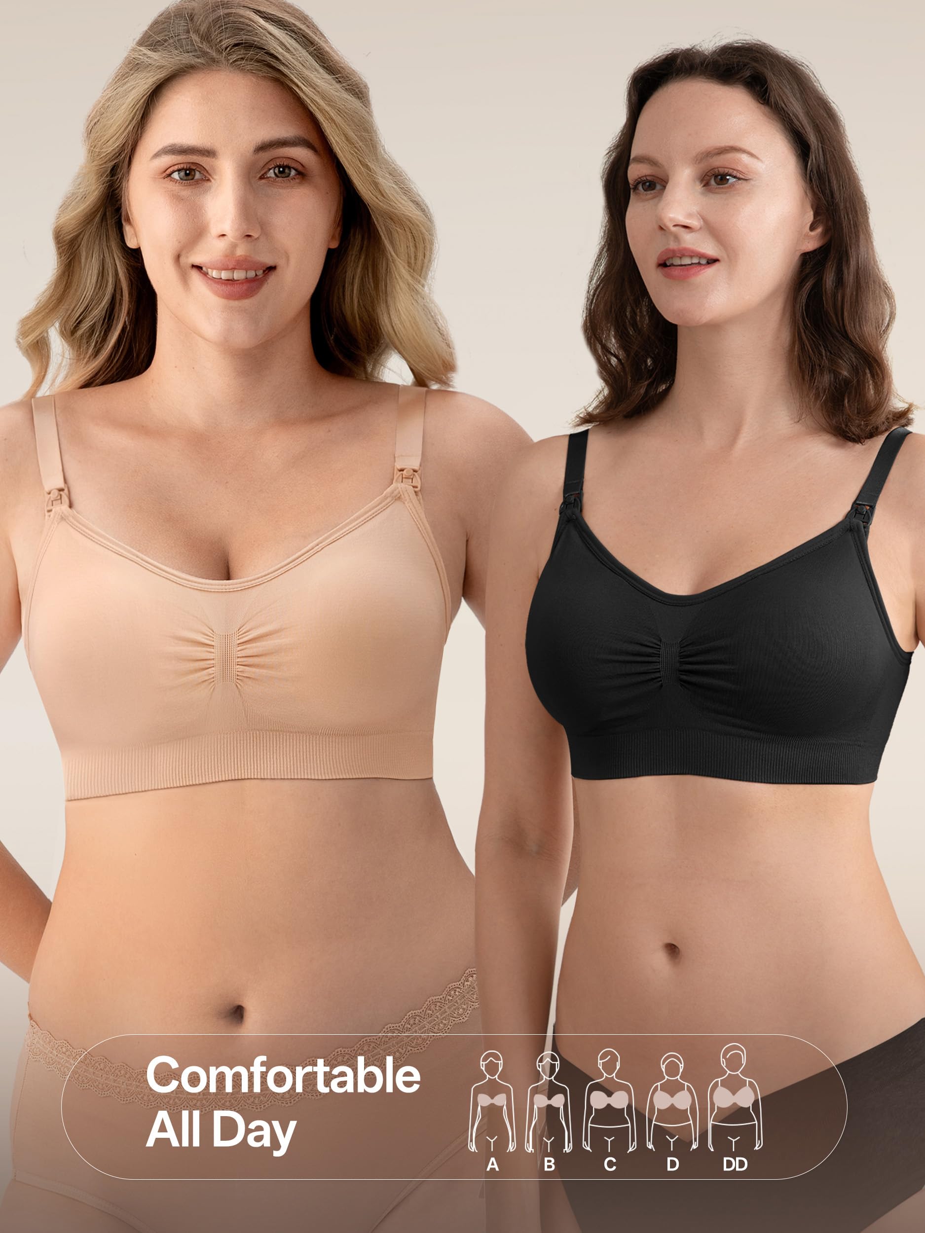 Angelhood Soutien-gorge d'allaitement ultra confortable sans couture pour maternité avec extension de soutien-gorge