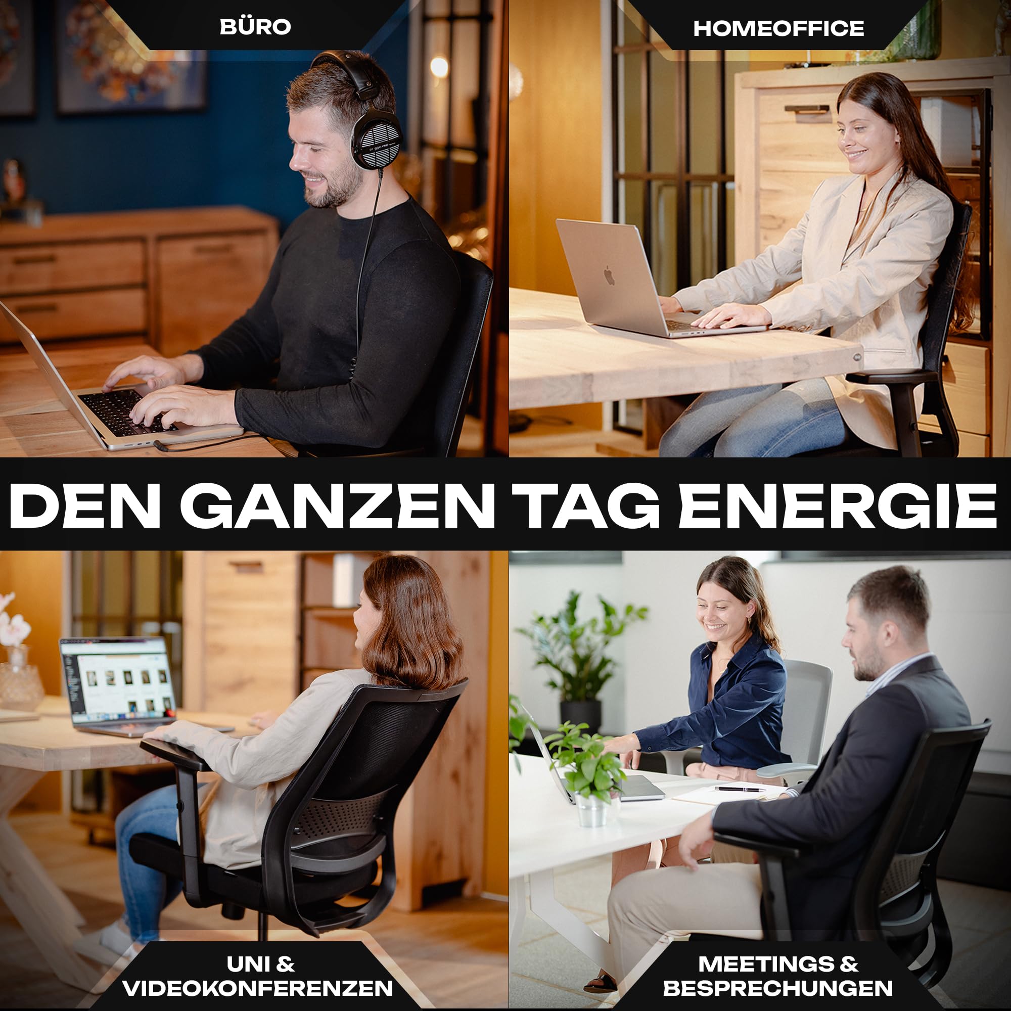 VALKENSTOL M2 Bürostuhl Ergonomisch Testsieger, Einstellbarer Lendenwirbelstütze Schreibtischstuhl für Büro und Home Office